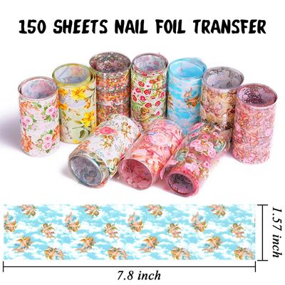 DANNEASY 150 Sheets Nail Foil Transfer Foil Stickers Nail Art Decals Starry Sky Laser Flower Leopard Print Nail Design Nail Art Foils for Larger, Longer Gel Nails