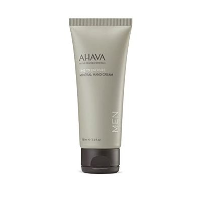 AHAVA Mens Mineral Hand Cream - Nourishing &amp; Fast-Absorbing, Smoothes &amp; Relieves Hands, Prevents Dryness, enriched with G-Force: Ginger Root, Ginseng, Ginkgo Biloba Leaf &amp; Green Tea, 3.4 Fl.Oz
