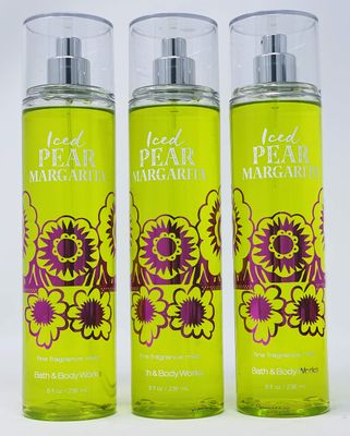 Lot of 3 Bath &amp; Body Works Ice Pear Margarita Fine Fragrance Mist 8 oz (Iced Pear Margarita)