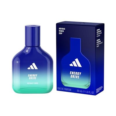 adidas Vibes Energy Drive Eau de Parfum 1.6 fl oz (Pack of 1), Notes of Fougere, Lavender, and Vanilla, Unisex Fragrance, Long Lasting, Sporty Fragrance, Travel Size