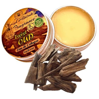 OUD Twist Cologne - Eau de Cologne - Solid Balm for Men - Aromatherapy Essential Oils (Agarwood, Aquilaria, Oudh, Tobacco &amp; Leather, Amber, Cedarwood, Oakmoss) Natural Perfume Fragrance Travel - 0.5oz