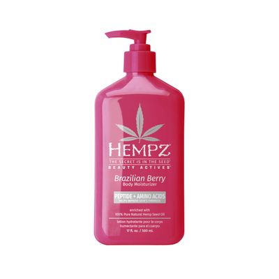 Hempz Brazilian Berry Beauty Actives Lotion, Hydrating Moisturizer for Body, Hands and Feet 17 oz.
