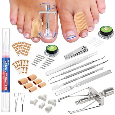 Xifepfr Ingrown Toenail Treatment Kit, 110PCS Ingrown Toenail Removal Tool Kit, Ingrown Toenail Corrector, Toenail Corrector Patch, Toenail Corrector Strips, Toenail File Lifter Pedicure Tool Kit