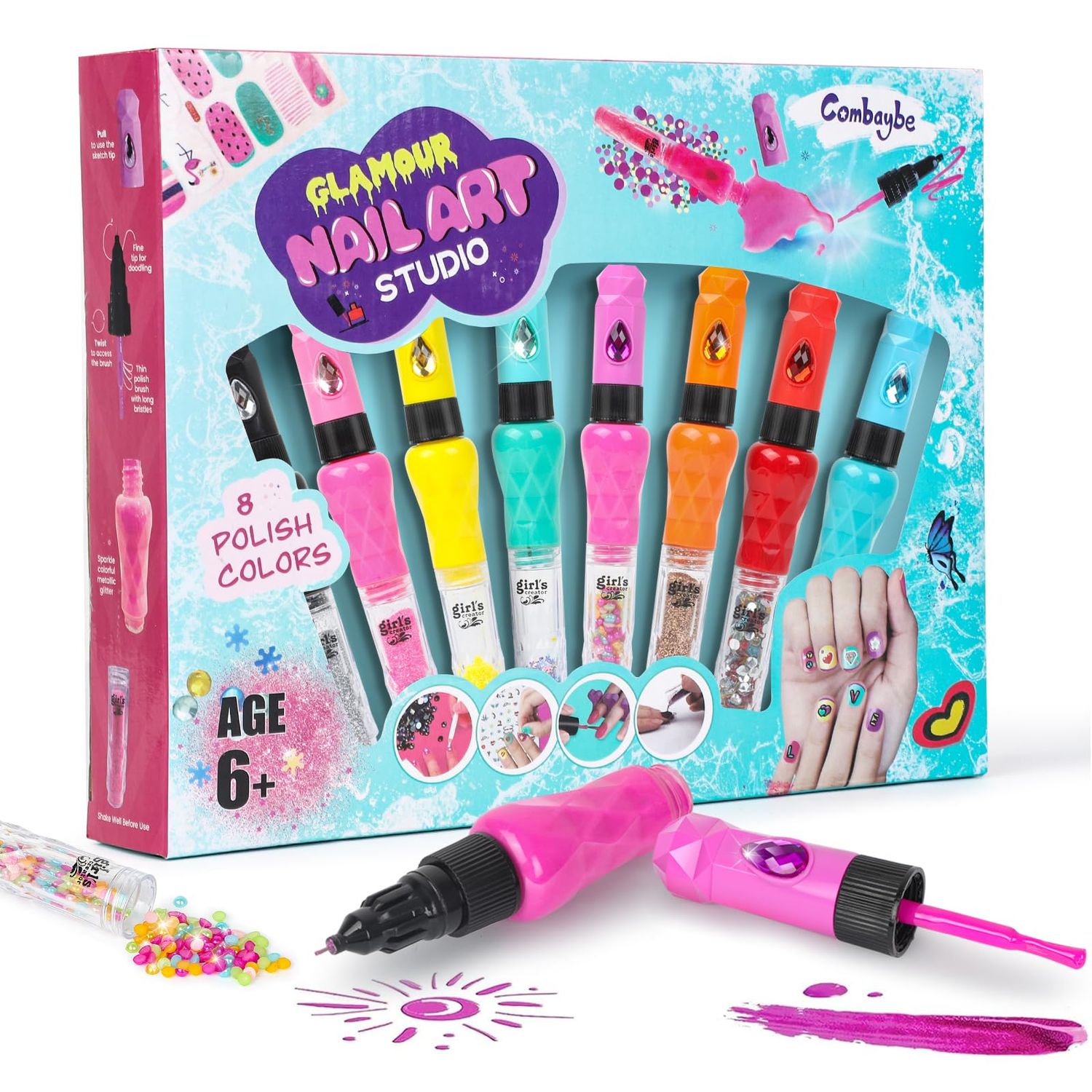 Kids Nail Polish Set for Girls, Nail Art Kit for Ages 7-12 - Girl Gifts - Nail Polish Non Toxic Girl Stuff for Spa Makeup Manicures - Birthday Gift Toys for Girls 7 8 9 10-12 Years Old