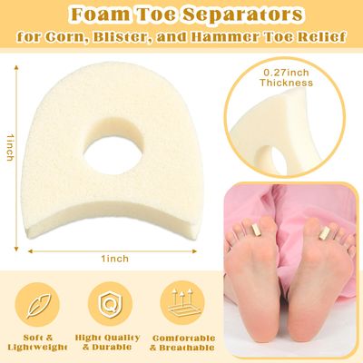 TrelaCo 30 Pcs Foam Toe Separators Spacers for Corn Relieves,1/4 Inch, Pain from Bunions, Blister and Hammer Toe Relief