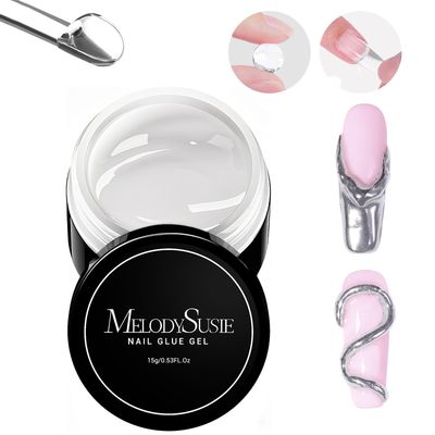 MelodySusie Solid Nail Glue Gel for Press on Nails Super Strong Nail Glue Gel for Acrylic Nails Extension 3D Sculpting for Nail Art DIY Design Lamp Curing Needed