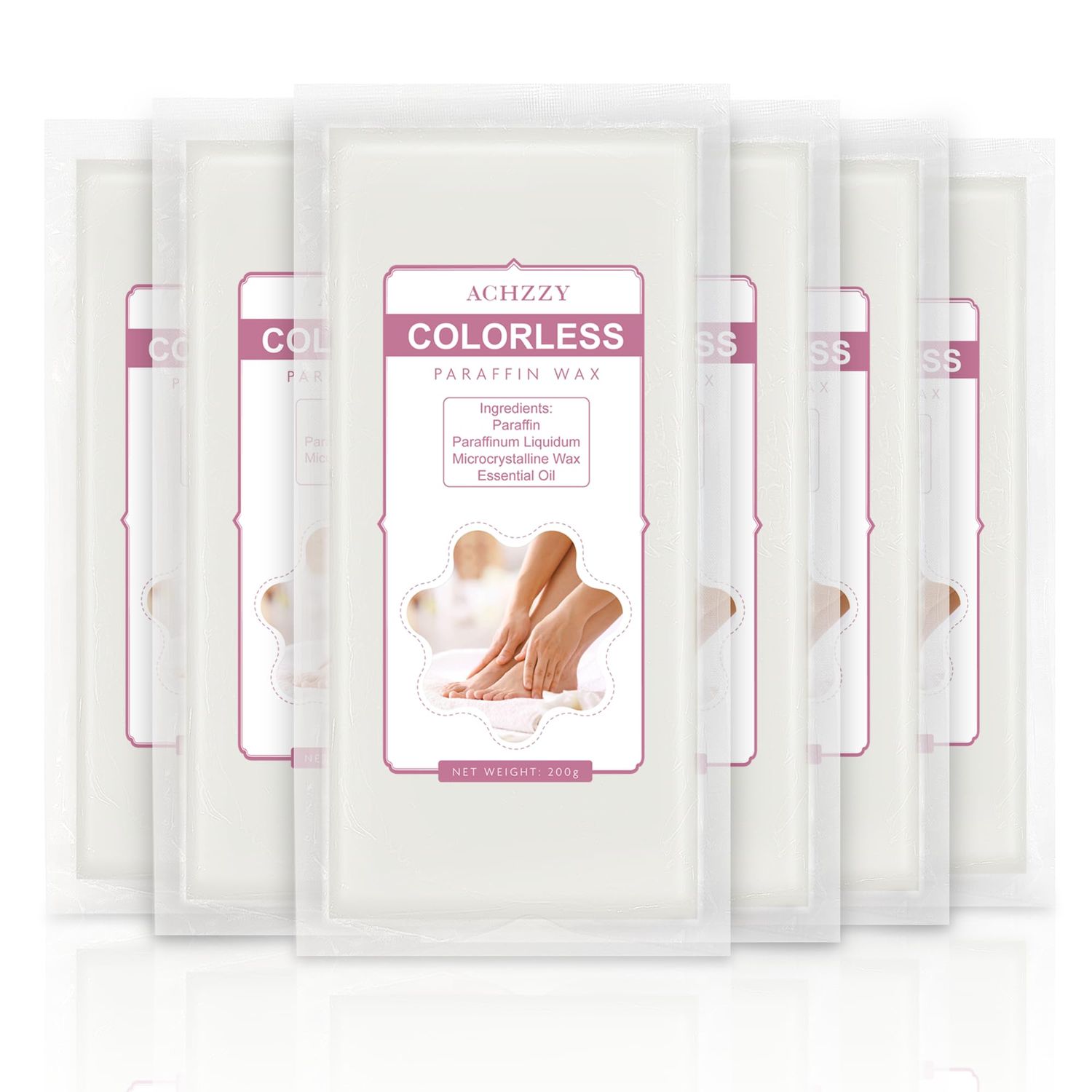 Achzzy Natural Paraffin Wax Refills, 6 Pack Paraffin Wax Blocks of Unscented for Paraffin Bath, Paraffin Wax for Hand and Feet for Deep Hydration, Moisturizing and Nourish (Unscented)