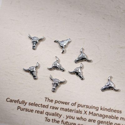 30pcs Bull Head Charms - Halloween Retro Metal Alloy Art Accessories for Nail Decor - Cute Mixed Color Designs in Gold, Silver, Gun Black