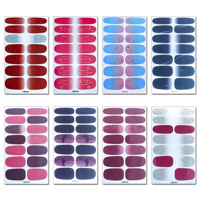 WOKOTO 20 Sheets Full Nail Polish Stickers Strips Set with 1Pc File for Women &amp; Girls, Gradient Nail Stickers Wraps Manicure Tips, Multiple Designs Gradient Stick On Gel Nail Strips