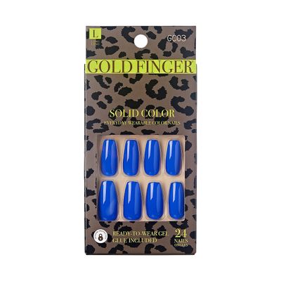 Gold Finger Full Cover Nails Gel Glam Ready to Wear Gel Manicure Long Nails