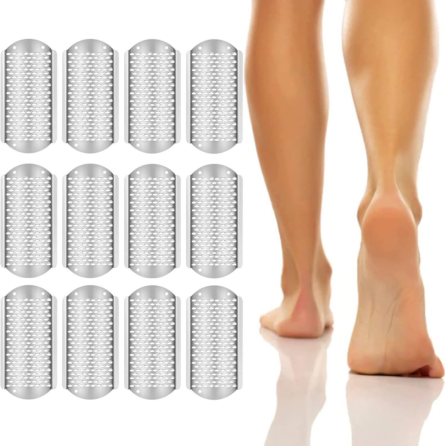 12Pcs Foot File Callus Remover Replacement Blades Pedicure Tools for Feet Detachable Foot Scrubber Hard Skin Remove Stainless Steel Big Hole for Wet and Dry Feet