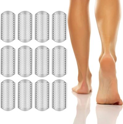 12Pcs Foot File Callus Remover Replacement Blades Pedicure Tools for Feet Detachable Foot Scrubber Hard Skin Remove Stainless Steel Big Hole for Wet and Dry Feet