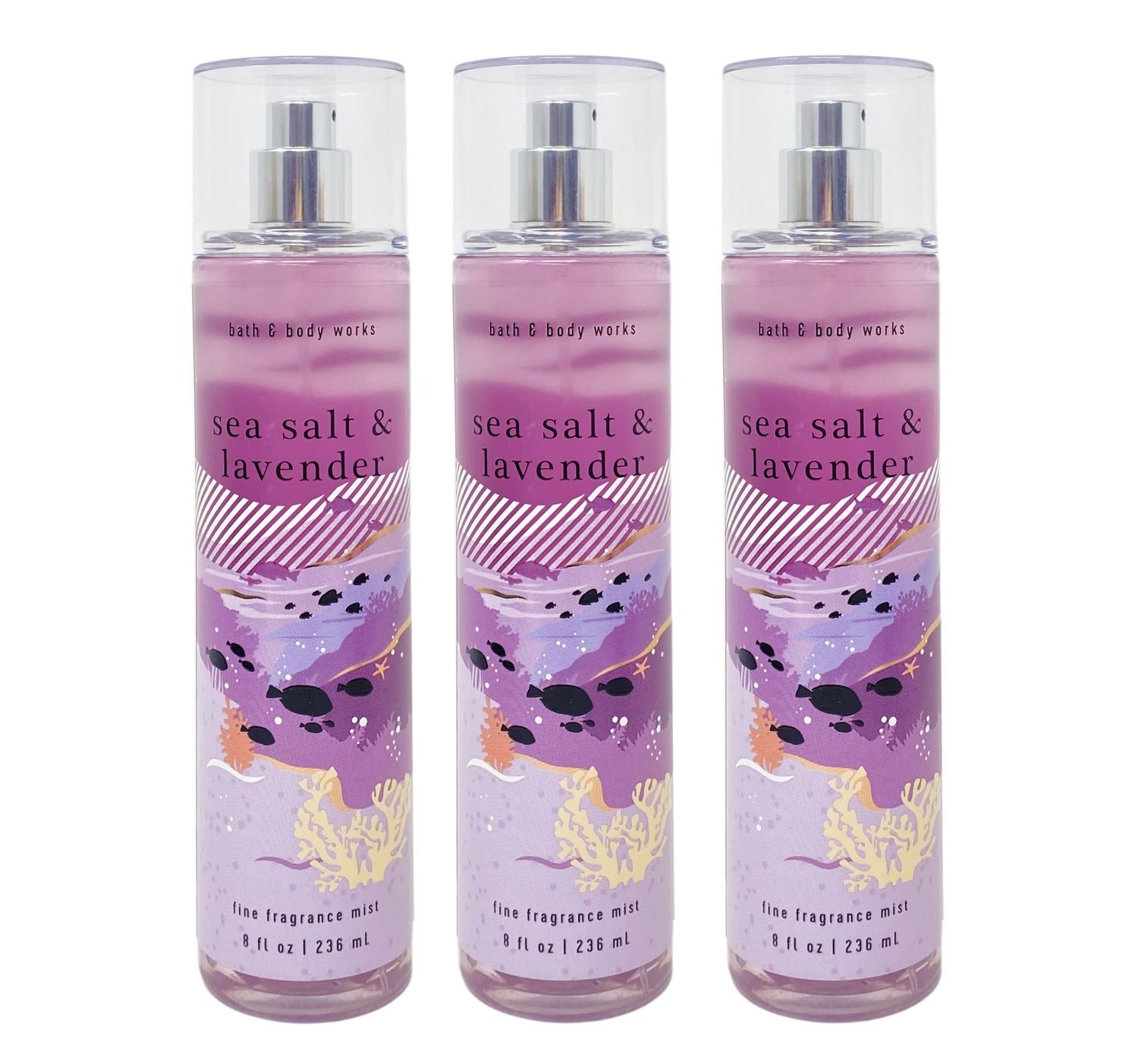 Bath &amp; Body Works Sea Salt &amp; Lavender 3 Pack Fine Fragrance Mist Set - Full Size