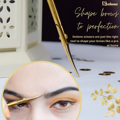 Stelone Professional Grooming Scissors Eyebrow Scissors Small Curved Stainless Steel Manicure &amp; Beauty Scissor for Women