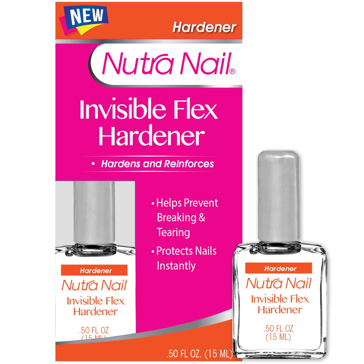 Nutra Nail Invisible Flex Hardener - Instant Protective &amp; Restorative Clear Gel Top Coat Shield for Brittle, Damaged Nails - 0.5 Fl Oz