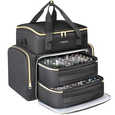 YOREPEK Extra Large Nail Polish Organizer Case Holds 96 to 100 Bottles (15ml/0.5 fl.oz) UV lamp, Gel Polish Travel Case Bag with 2 Removable Pouches Fits Nail Suppiles, Gift for Manicurist, Grils