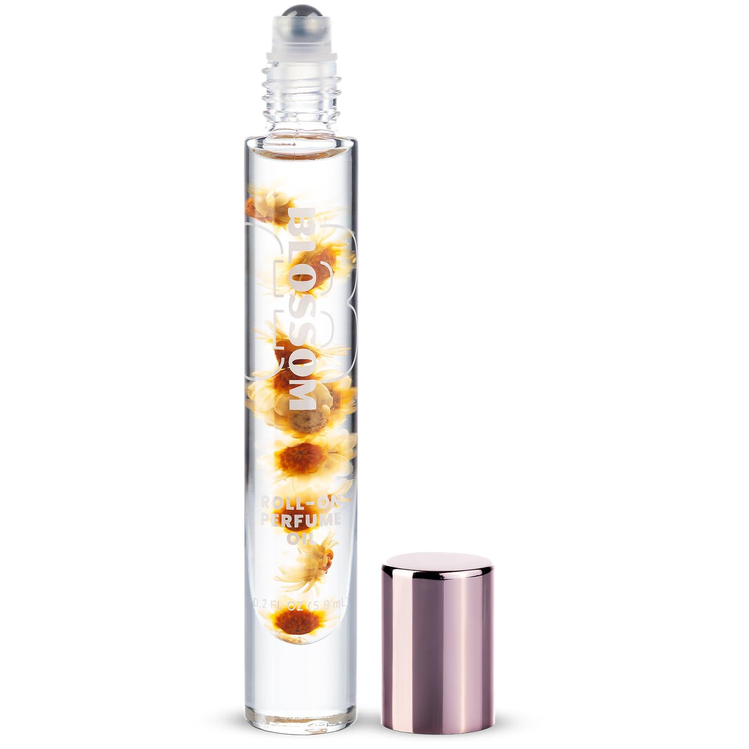 Blossom Roll on Perfume for Women Alcohol Free Gourmand Rollerball Perfume Oil with Essential Oils, Infused with Real Flowers, Made in USA, 0.20oz, (Vanilla, Caramel, Nutmeg) Almond Biscotti