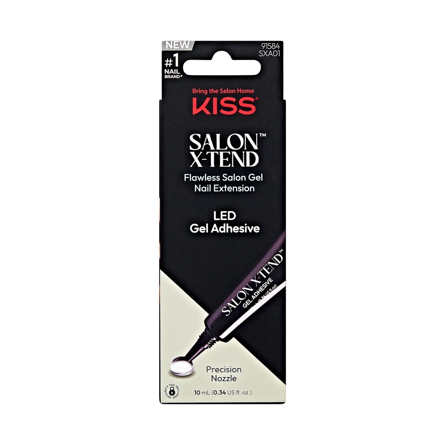 KISS Salon X-tend, Press-On Nails, Nail glue included, Gel Adhesive, Clear, Size, Shape, Includes 10Ml Led Gel Adhesive
