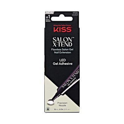 KISS Salon X-tend, Press-On Nails, Nail glue included, Gel Adhesive, Clear, Size, Shape, Includes 10Ml Led Gel Adhesive