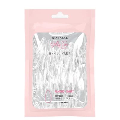 Kiara Sky Gelly Tips Refill Packs - Soak Off Soft Gels - Almond Shape (Short Length) (Sizes 6, 7, 8, 9)
