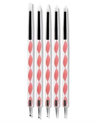 5pcs Nail Art Double-Headed Ballpoint Pen, Dot Pen, Diamond Pen, Silicone Pen, Dual-Purpose Carving Pen, Hollow Pen, Embossing Pen
