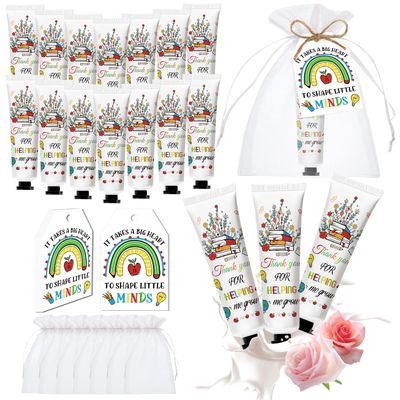 50 Pcs Teachers Day Hand Cream Gifts Bulk Teacher Appreciation Gifts Include Organza Bags Thank You Tags Inspirational for Women Girls Travel Size Moisturizing Hand Lotion Supplies(teachers day)
