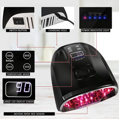 90W Professional Wireless Cordless Rechargeable UV LED Nail Lamp,Nail Lamp Gel Nail Curing Dryer Light for Nails with 45 Beads,4 Timer Setting LCD Display Nail Polish Machine (Black)