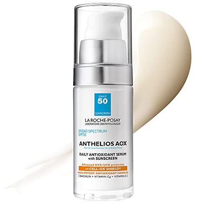 La Roche-Posay Anthelios AOX Daily Antioxidant Serum with SPF, Face Moisturizer with Sunscreen and Vitamin C &amp; E, Oil Free Face Sunscreen for Sensitive Skin, Moisturizing Sun Protection