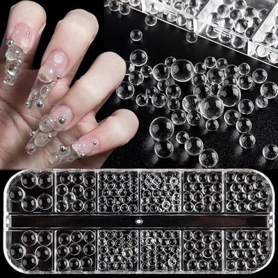 Clear Water Beads for Nail Art, 3D Water Droplets Beads, 3-7mm Transparent Round Bubble Balls for Nail Decoration, Y2K Nail Charms, Pearls for Nail Art, DIY Crafting Resin Molds Fillers