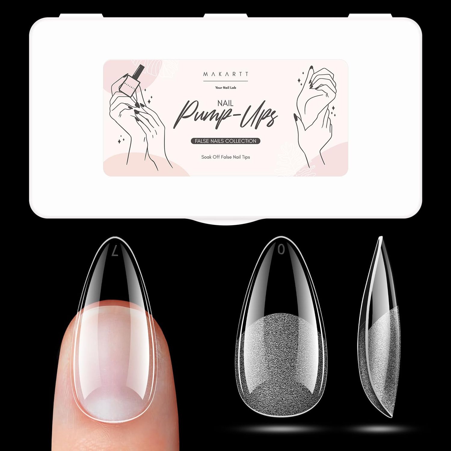 Makartt Almond Nail Tips, 500pcs Medium Pre-buffed Full Cover Clear Press on Nails 10 Sizes Soak Off Soft Gel Nail Tips Extension Professional Acrylic Fake Nails No Crease False Nail Salon DIY Art