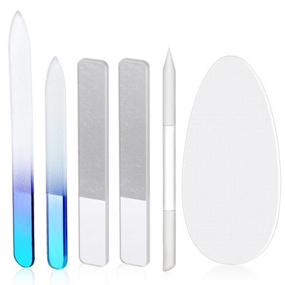 6 Pcs Glass Nail File and Nail Shiner Set Manicure Pedicure Glass File Buffer Cuticle Trimmer Nano Finger Nano Foot Scrubber Callus Remover Foot Care Pedicure Fingernails Toenail