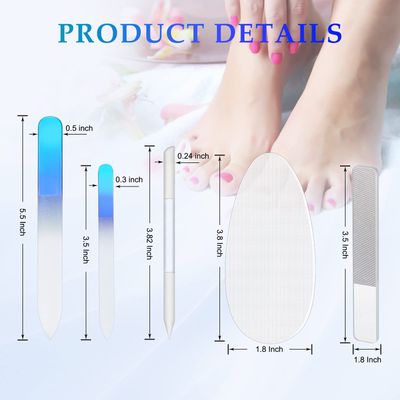 6 Pcs Glass Nail File and Nail Shiner Set Manicure Pedicure Glass File Buffer Cuticle Trimmer Nano Finger Nano Foot Scrubber Callus Remover Foot Care Pedicure Fingernails Toenail