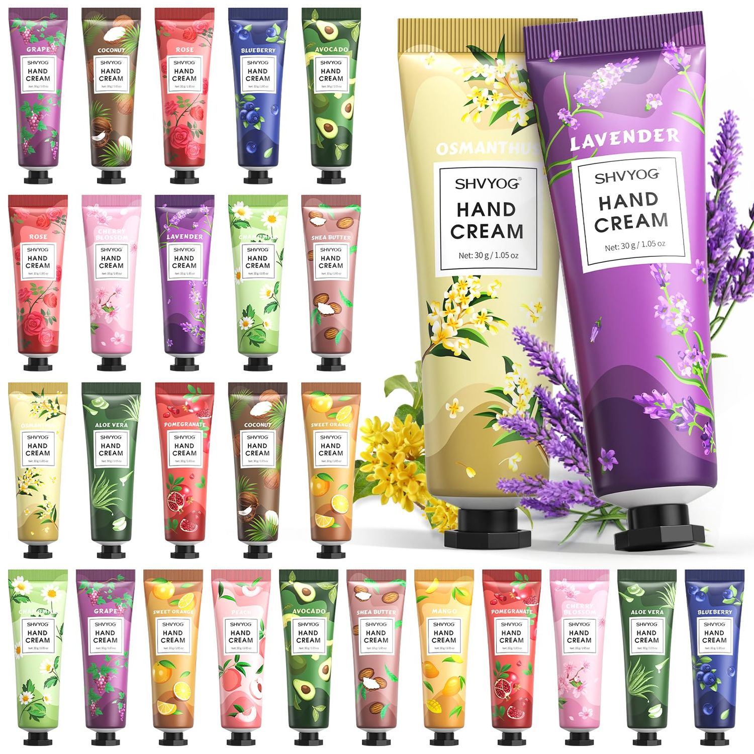 SHVYOG 28PCS Hand Cream Gift Set, Christmas Gifts Stocking Stuffers for Women, Bridesmaid Gifts Travel Size Hand Lotion for Dry Cracked Hands, Mini Hand Lotion Bulk, 28 x 30ml