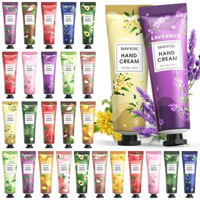 SHVYOG 28PCS Hand Cream Gift Set, Christmas Gifts Stocking Stuffers for Women, Bridesmaid Gifts Travel Size Hand Lotion for Dry Cracked Hands, Mini Hand Lotion Bulk, 28 x 30ml