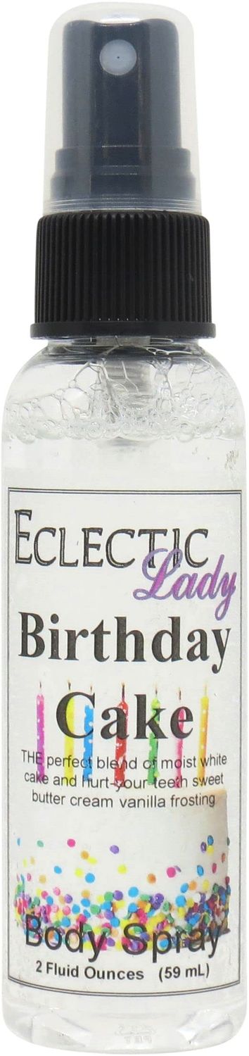 Eclectic Lady Birthday Cake Body Spray, 2 ounces, Body Mist for Women with Clean, Light &amp; Gentle Fragrance, Cologne with Soft, Subtle Aroma For Daily Use