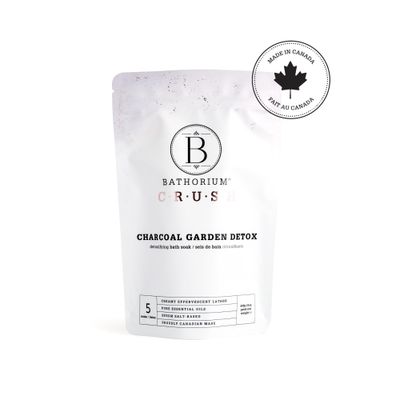 Bathorium Charcoal Garden Detox Crush, Purifying Bath Soak with Activated Charcoal &amp; Eucalyptus, pH-Balanced, Herb-Scented Bath Soak, 5 Baths, 21 oz