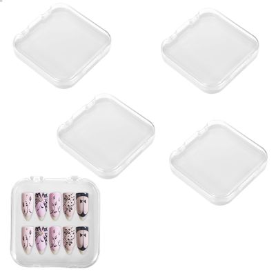 JJUNW 4PCS 2.95 Nail Art Display box Acrylic Press On Nail Storage Box Packaging Box with Adhesive Double Sided Tape for Nail Business Nail Art Nail Salon(White)