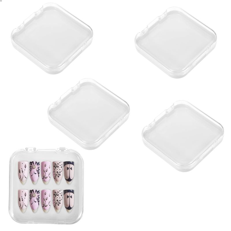 JJUNW 4PCS 2.95 Nail Art Display box Acrylic Press On Nail Storage Box Packaging Box with Adhesive Double Sided Tape for Nail Business Nail Art Nail Salon(White)