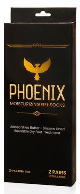 Moisturizing Gel Socks for Men - Extra Large - 2 Pairs - with Shea Butter - Paraben Free - Reuseable Moisturizing Socks - Phoenix Foot Peel