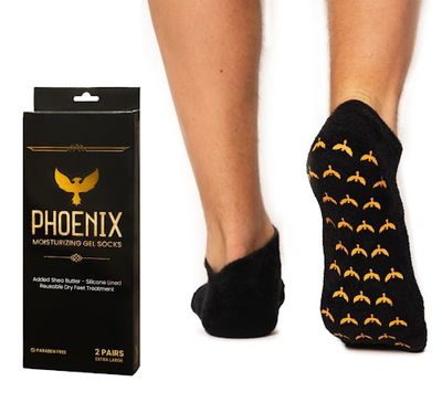 Moisturizing Gel Socks for Men - Extra Large - 2 Pairs - with Shea Butter - Paraben Free - Reuseable Moisturizing Socks - Phoenix Foot Peel