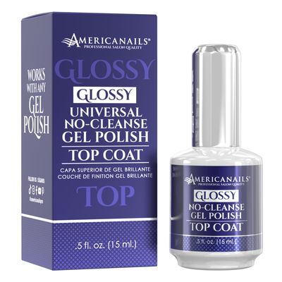 Americanails Gel Polish Top Coat - Original Dual Cure Formula, Long Lasting, Soak Off UV LED Fast Drying Nail Gel - Glossy Finish (.5 oz)