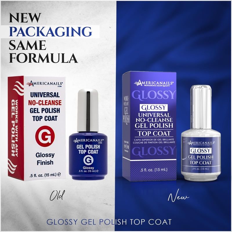 Americanails Gel Polish Top Coat - Original Dual Cure Formula, Long Lasting, Soak Off UV LED Fast Drying Nail Gel - Glossy Finish (.5 oz)