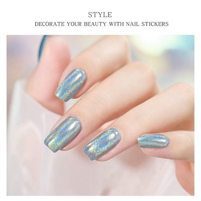 JMEOWIO Gel Nail Stickers Blue Purple Glitter Semi Cured Gel Nail Strips Wraps UV/LED Nails Art Design Decoration Accessories