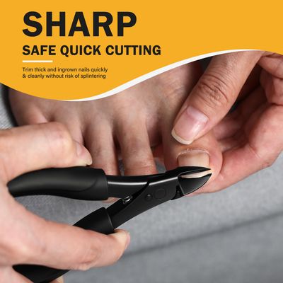 BEZOX Toe Nail Clippers for Thick Toenails for Seniors - Raised Cutting Edge Ingrown Toenail Clippers, Ergonomic Design Toenail Scissors for Thick Nails, Podiatrist Recommended - Black