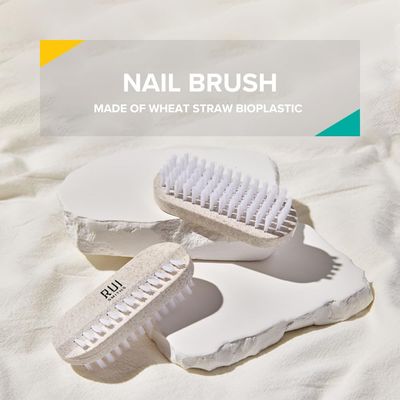Rui Smiths CarbonConscious Nail Cleaning Brush with 2-Sided Bristles for Manicure and Pedicure Grooming | Made with Wheat Straw Bioplastic
