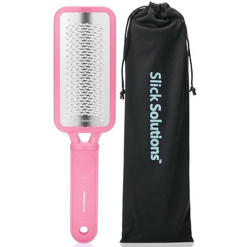 Slick Foot File Callus Remover - Pink Foot Scraper &amp; Rasp for Dead Skin, Heel Scrubber