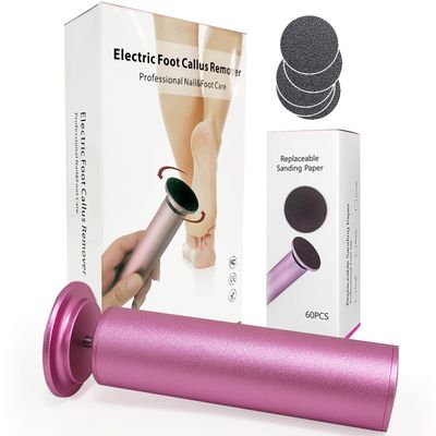 Electric Foot calluses Remover, Adjustable Foot Speed, Professional Foot Repair Tool, Equipped with 60 Pieces of Sandpaper, Suitable for Men and Women with Dead Skin calluses, Dry and Cracked, Pink