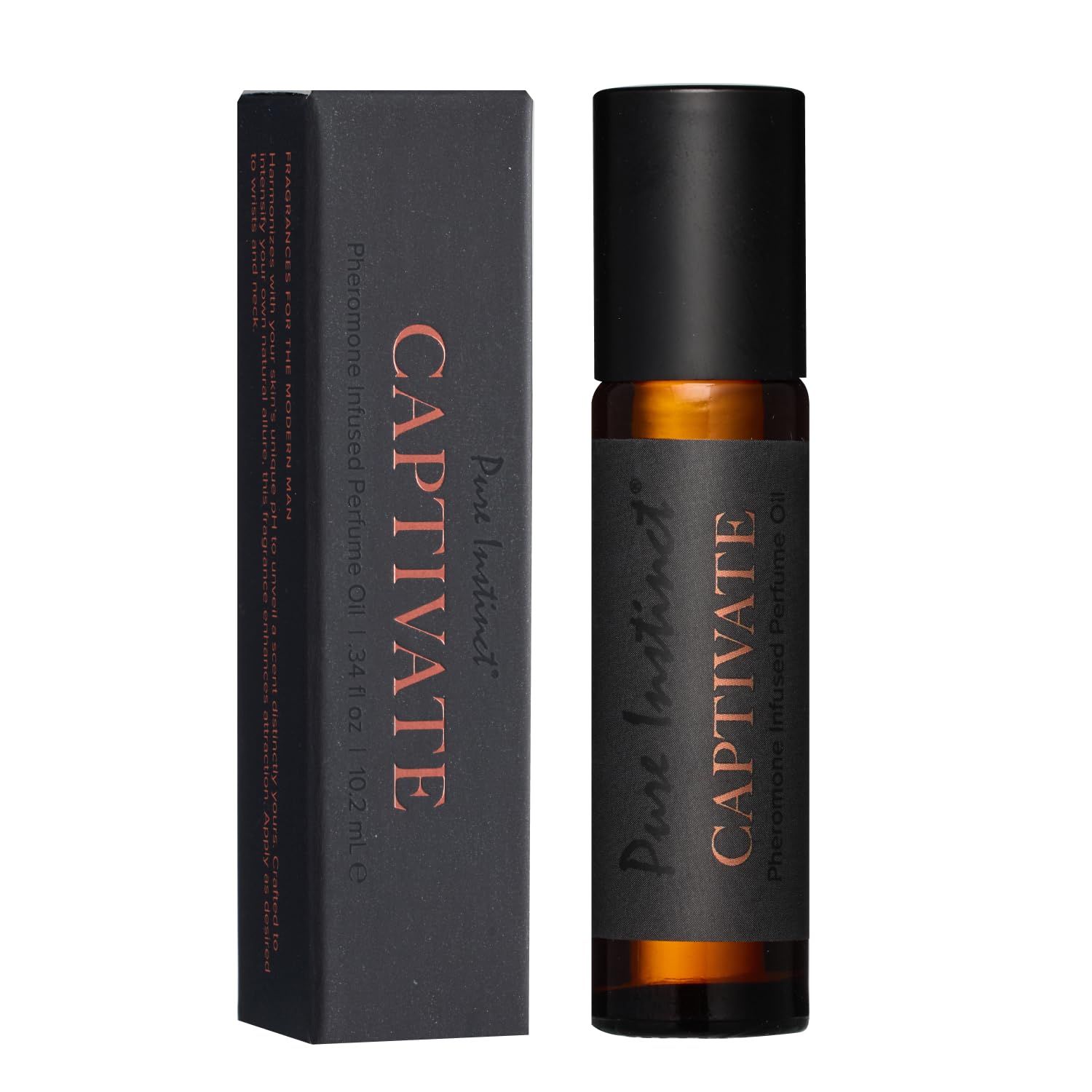 Pure Instinct CAPTIVATE The Original Pheromone Infused Essential Oil Perfume Cologne - Mens Collection - TSA Ready (Roll On Bottle 0.34 Fl. Oz./10.2mL)