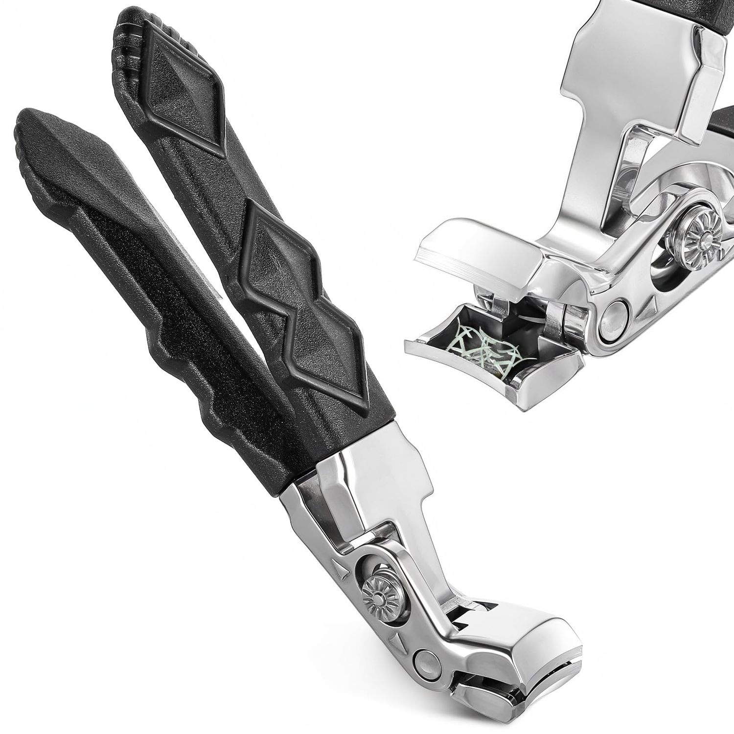 Angled Nail Clippers Podiatrist Thick Nail Cutters Finger Nail Clippers Stainless Steel Toenail Trimmer Tool Wide Jaw Opening with Lock Switch for Pedicure Manicure Finger Toe