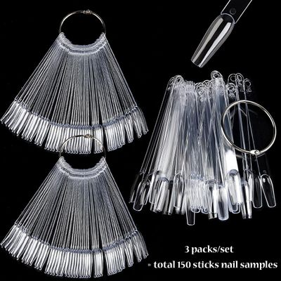 Fcozpjk Clear Nail Color Swatch Sticks, 150Pcs With Ring, Ballerina Practice Tips, Polish Display Samples, Stuff for Nail Techs
